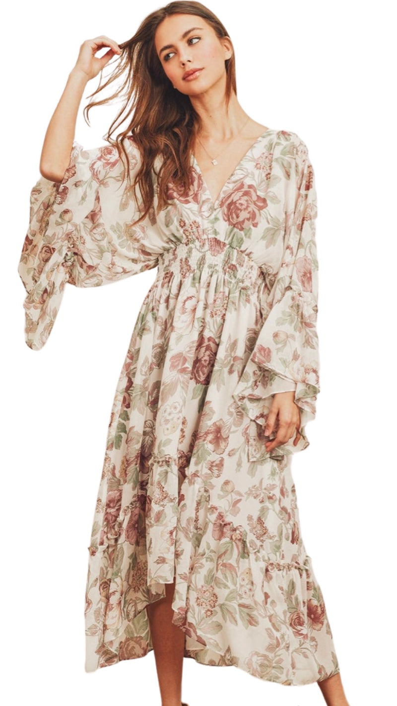 Floral Butterfly Midi Dress – LL Boutique